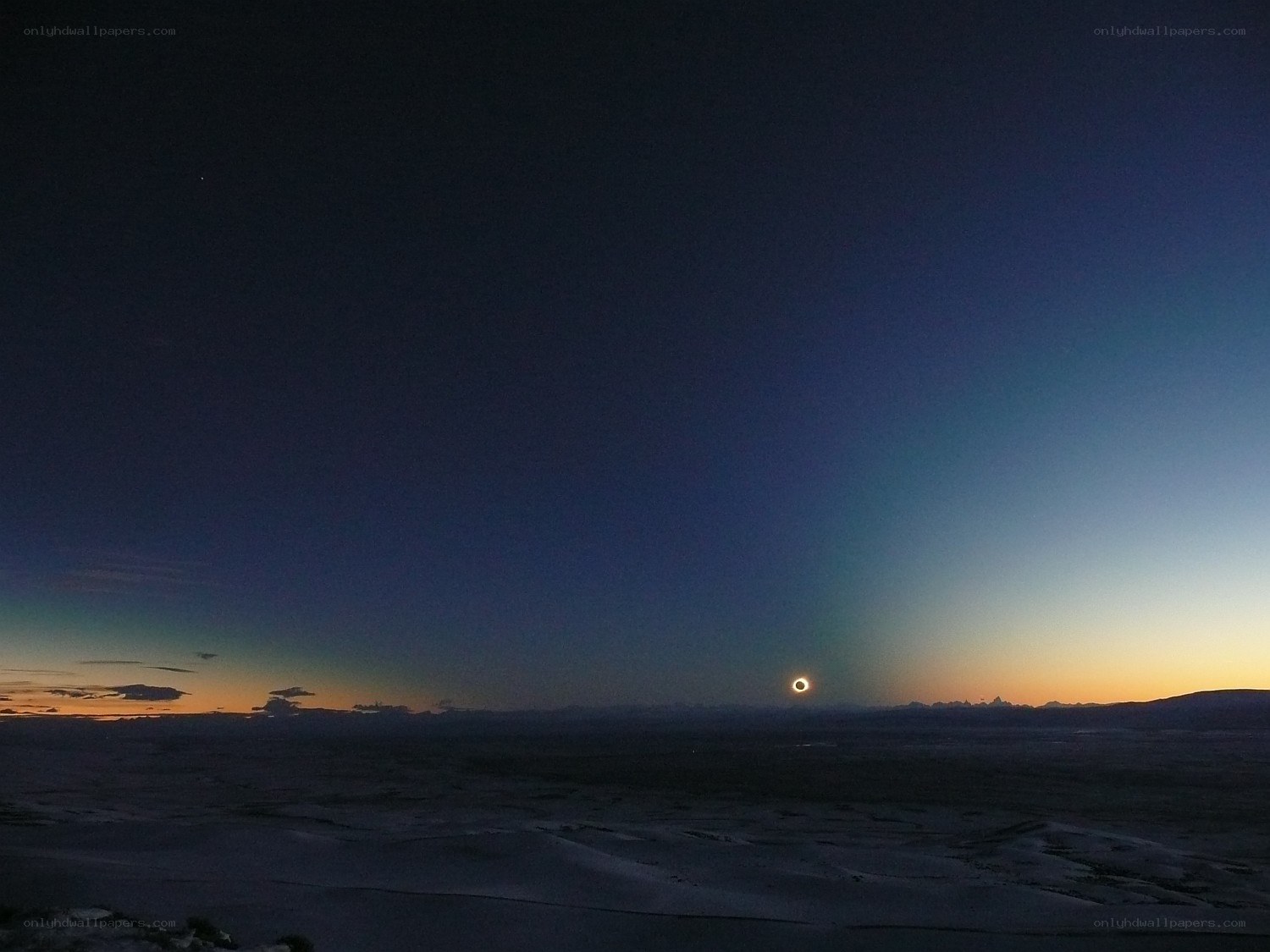 Total solar eclipse at dusk