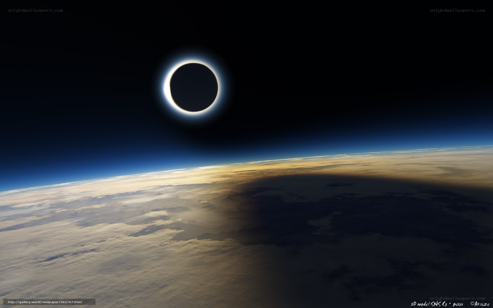 Total solar eclipse from space