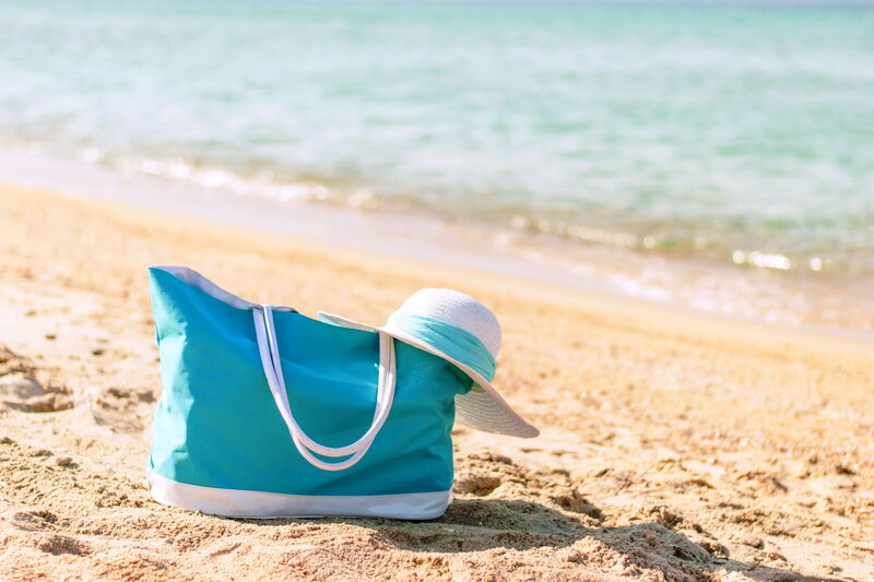 Tote Bag and Hat on Beach