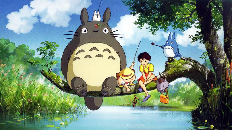 Totoro and children fishing