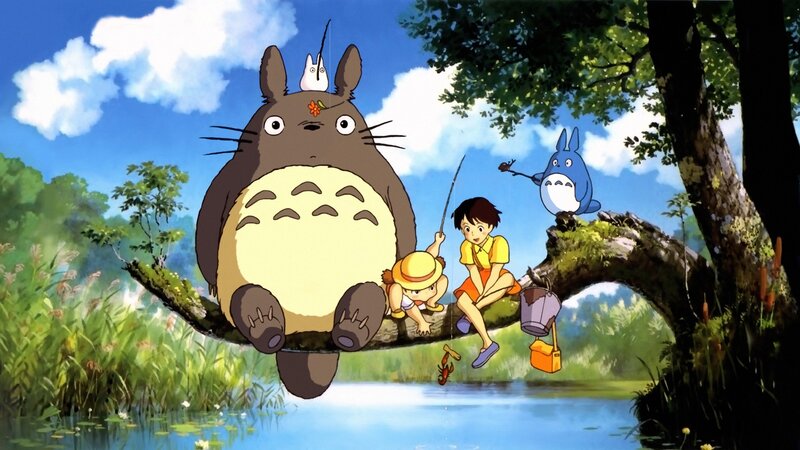 Totoro and children fishing