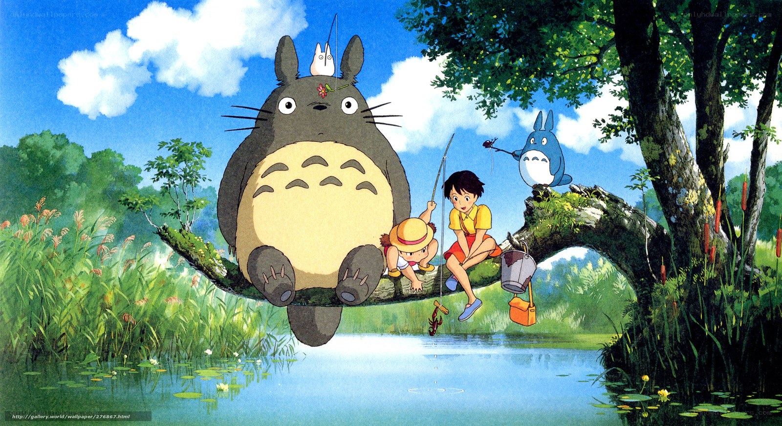 Totoro and children fishing