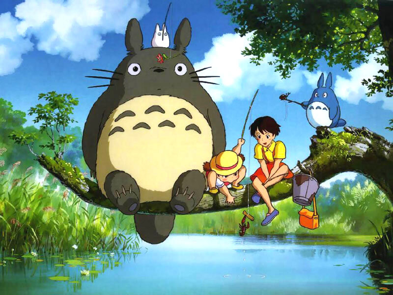 Totoro and children fishing