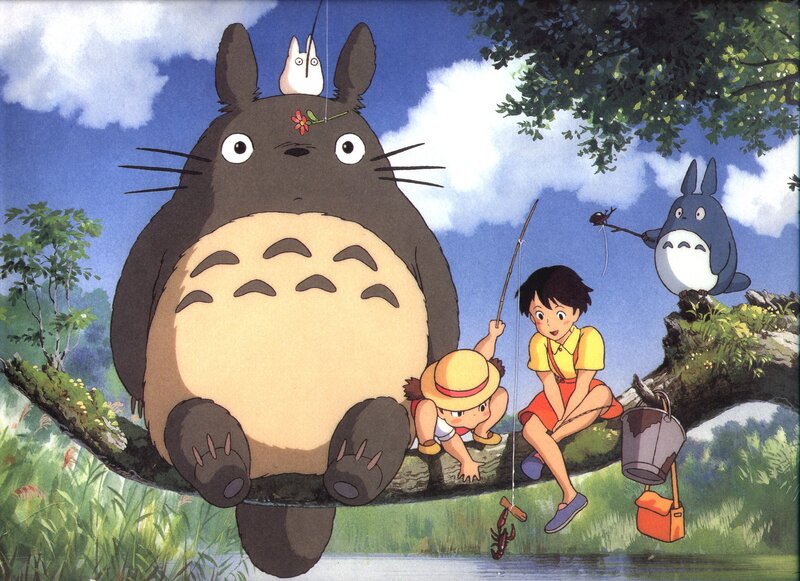 Totoro and children fishing