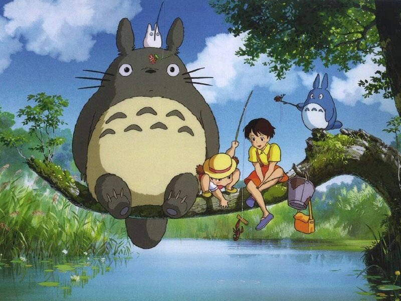 Totoro and children fishing
