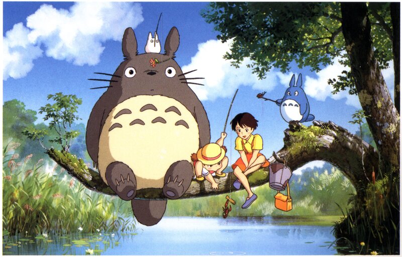Totoro and Children Fishing — Blue