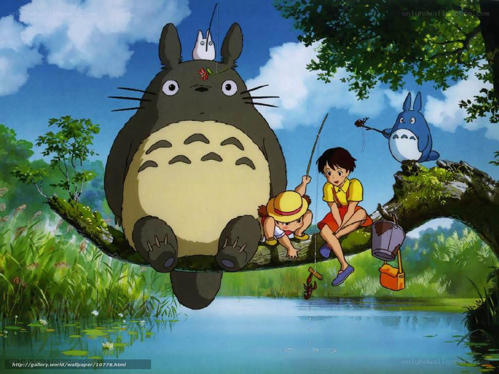 Totoro and children fishing