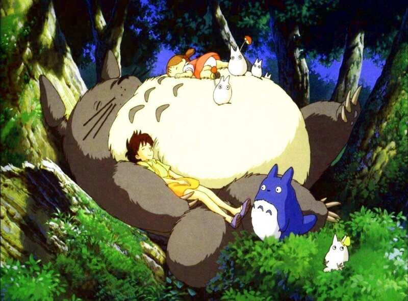Totoro and children in forest