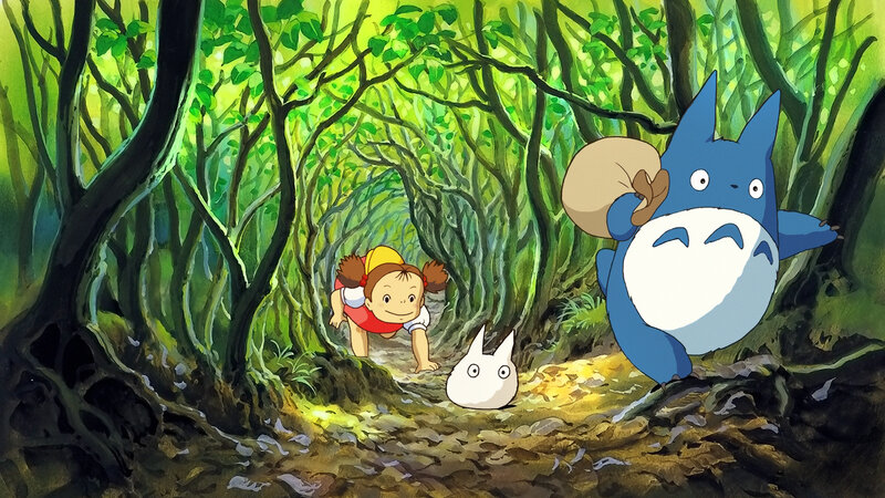 Totoro and friends in the forest