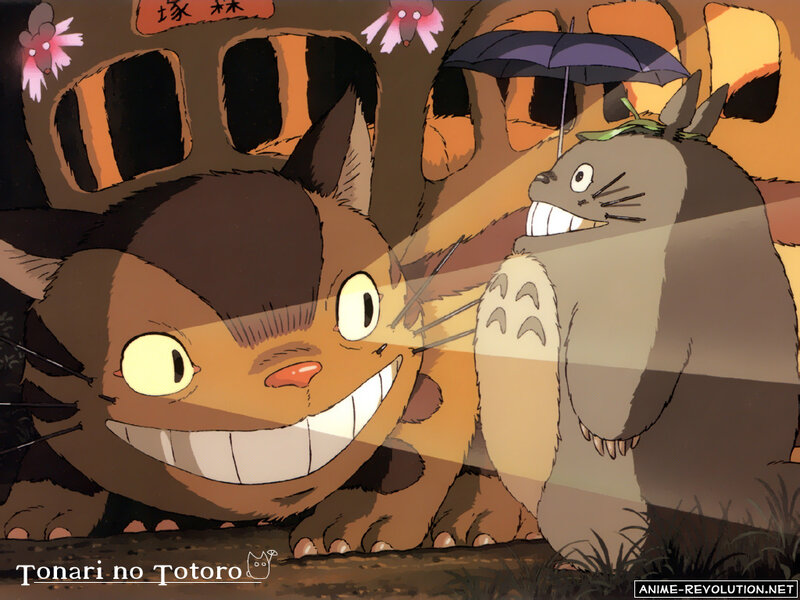Totoro and Jiji in the forest