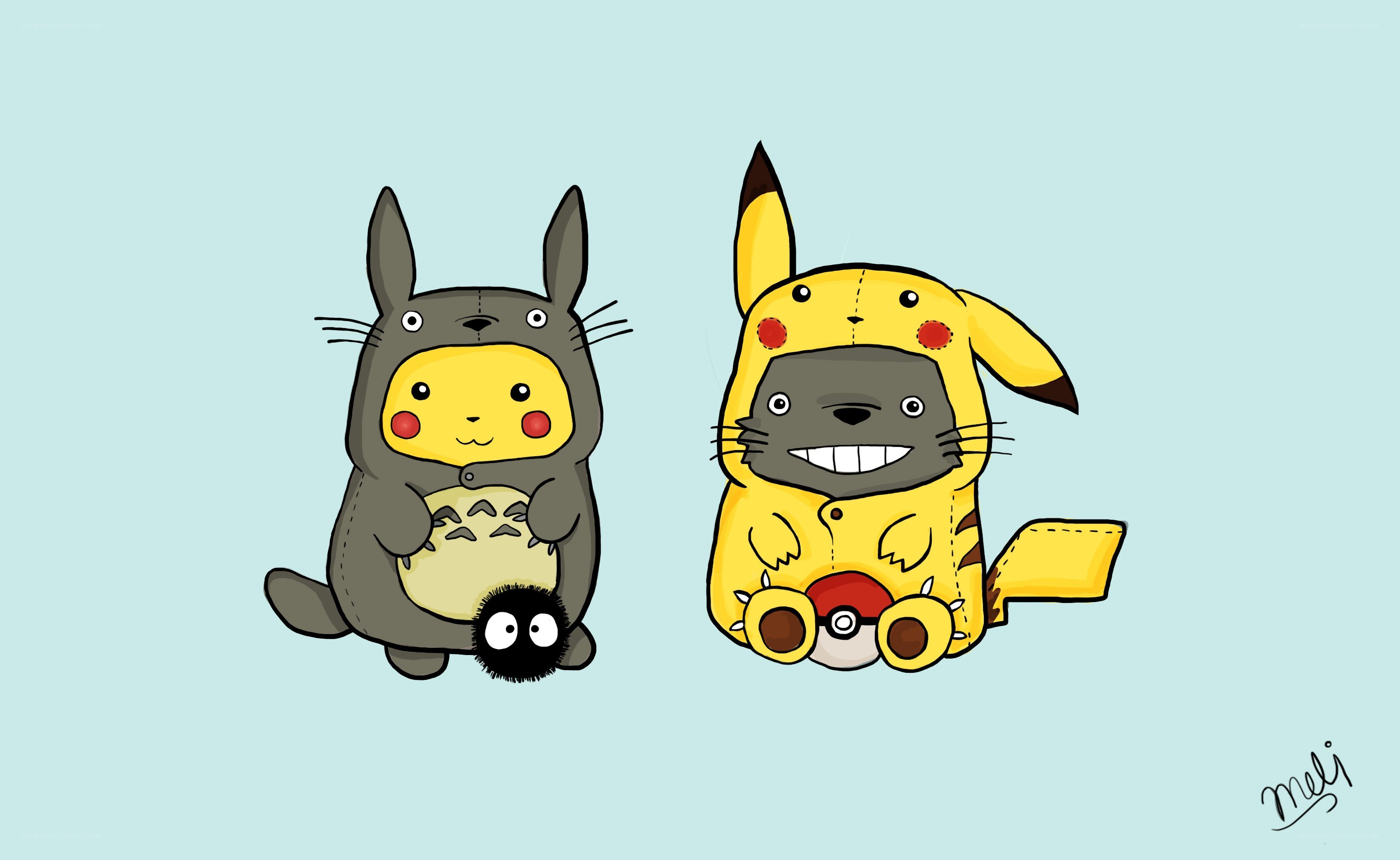 Totoro and Pikachu costumes