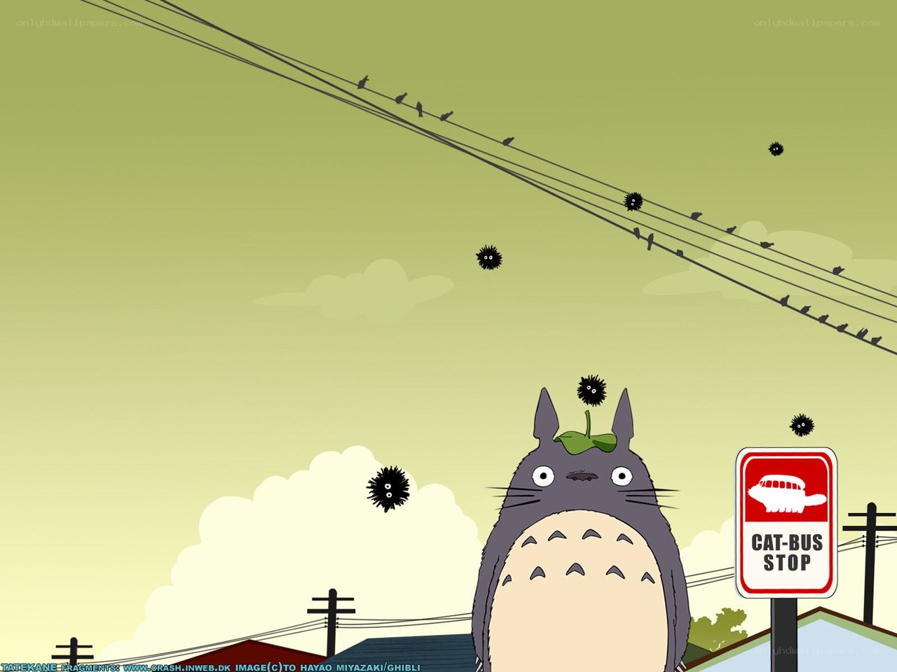 Totoro at a cat-bus stop