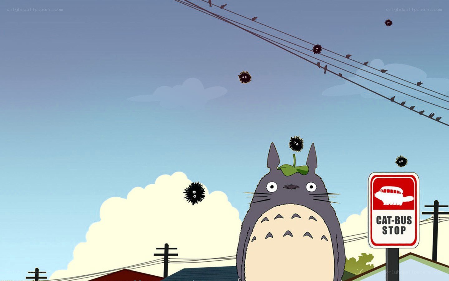 Totoro at a cat-bus stop