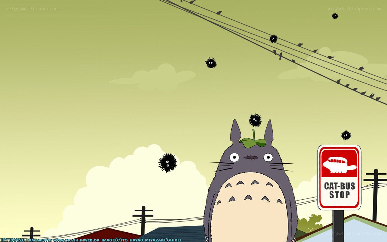 Totoro at a cat-bus stop