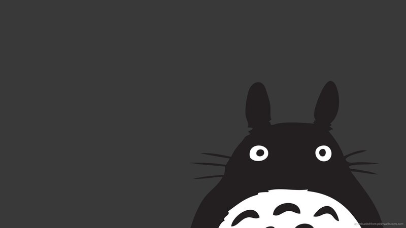 Totoro Character — Black, Calm, Minimalist