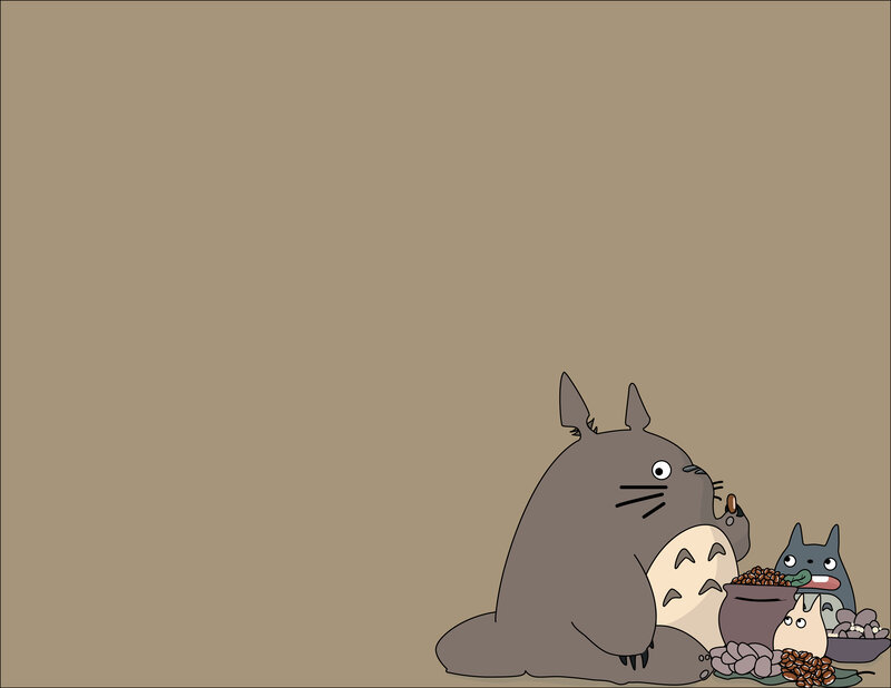 Totoro characters eating snacks