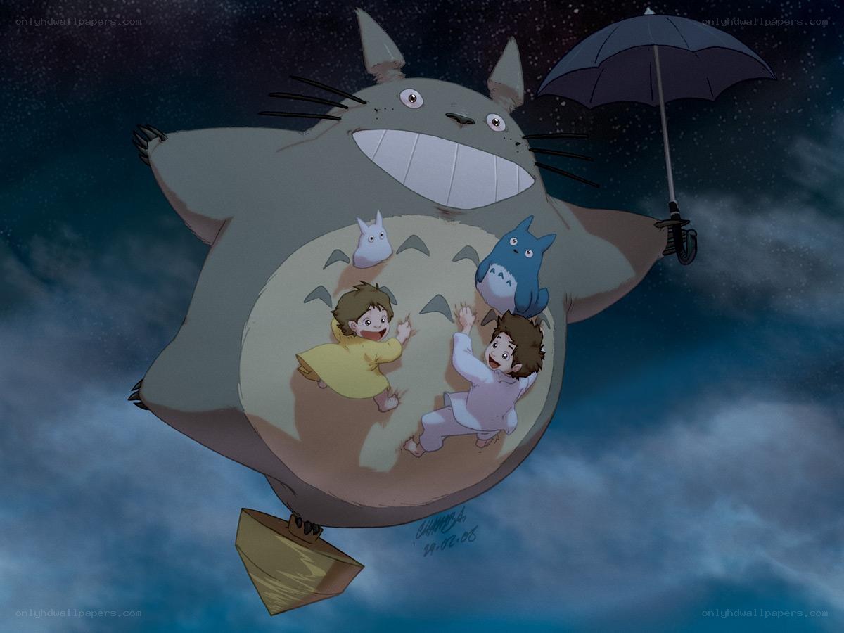 Totoro flying with children