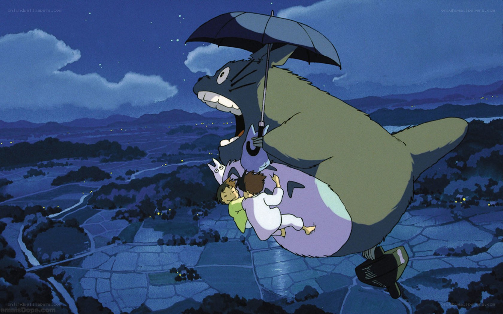 Totoro flying with children