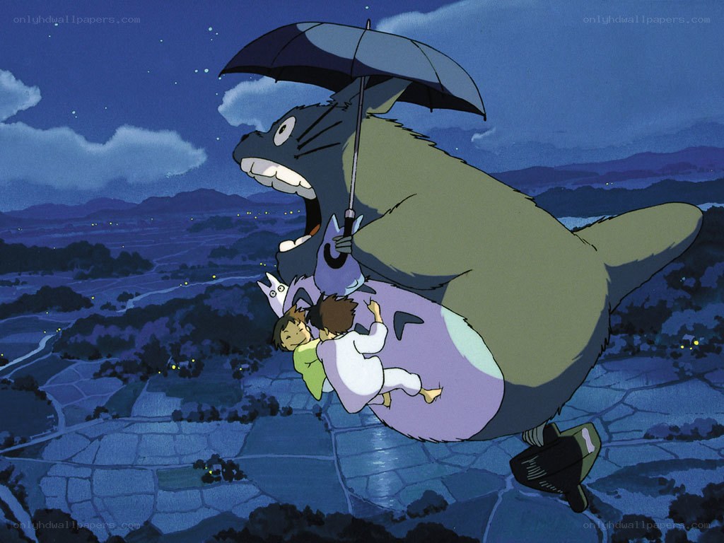 Totoro flying with children