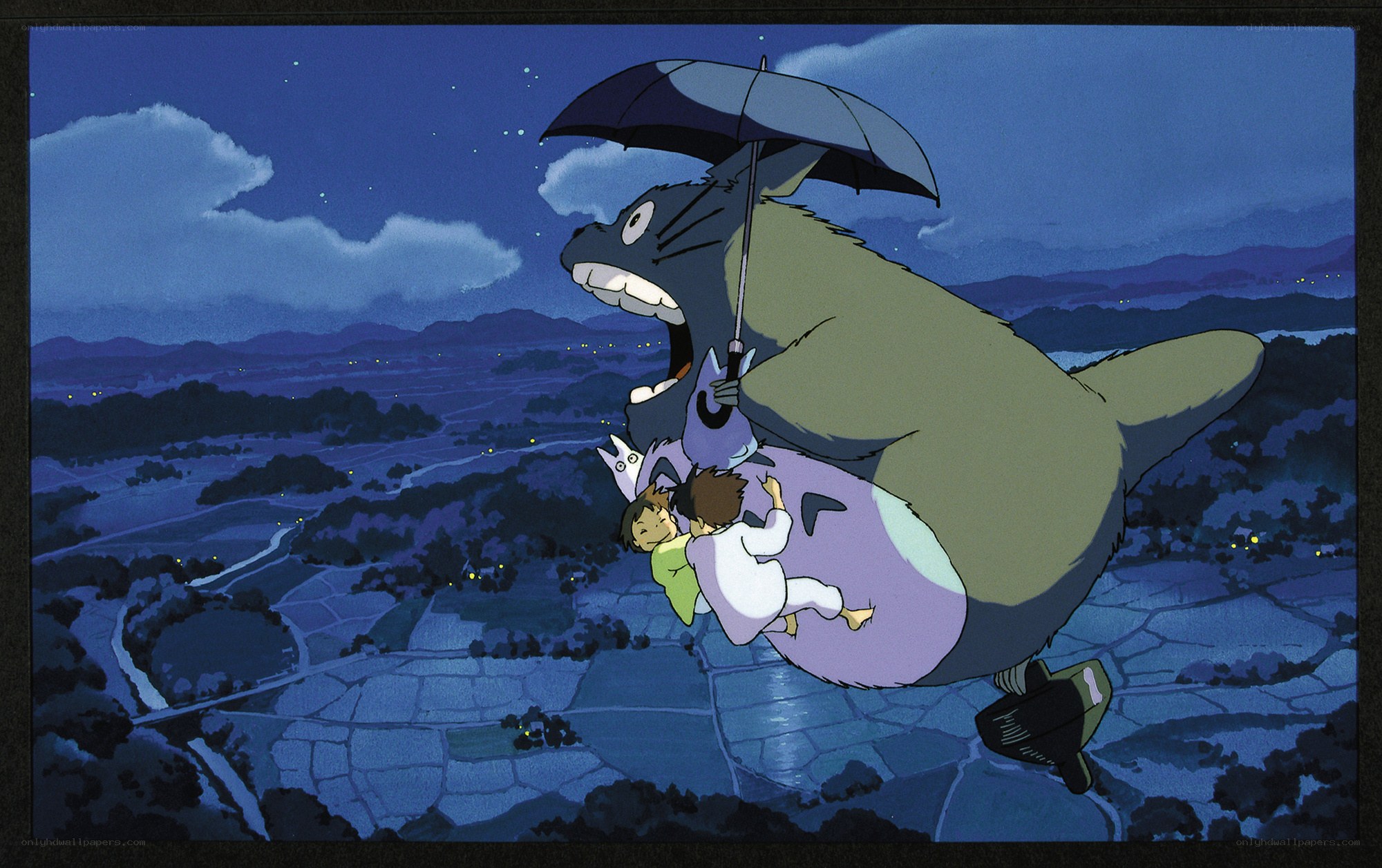 Totoro flying with children