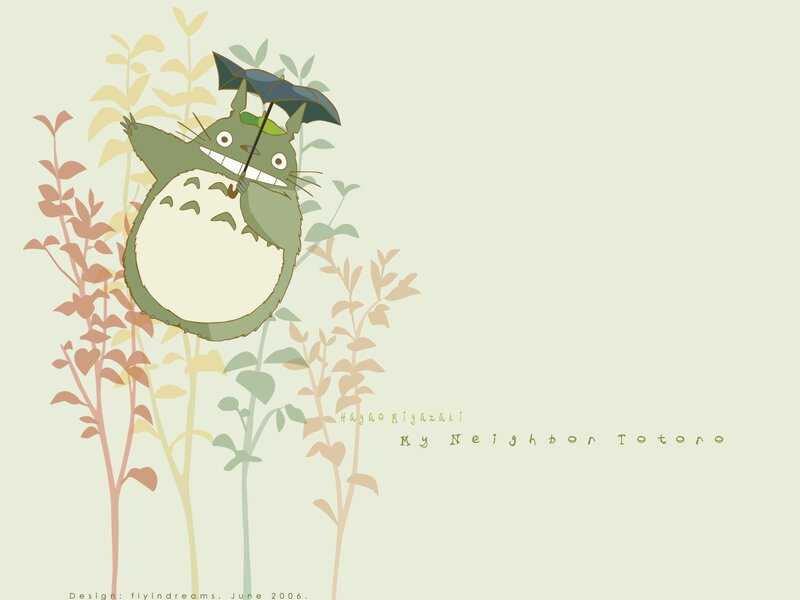 Totoro Holding an Umbrella — Green, Calm