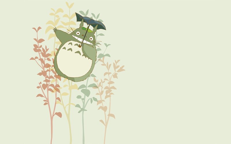 Totoro Holding an Umbrella — Green