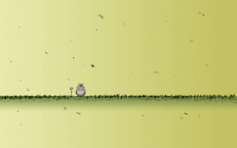Totoro in a yellow field