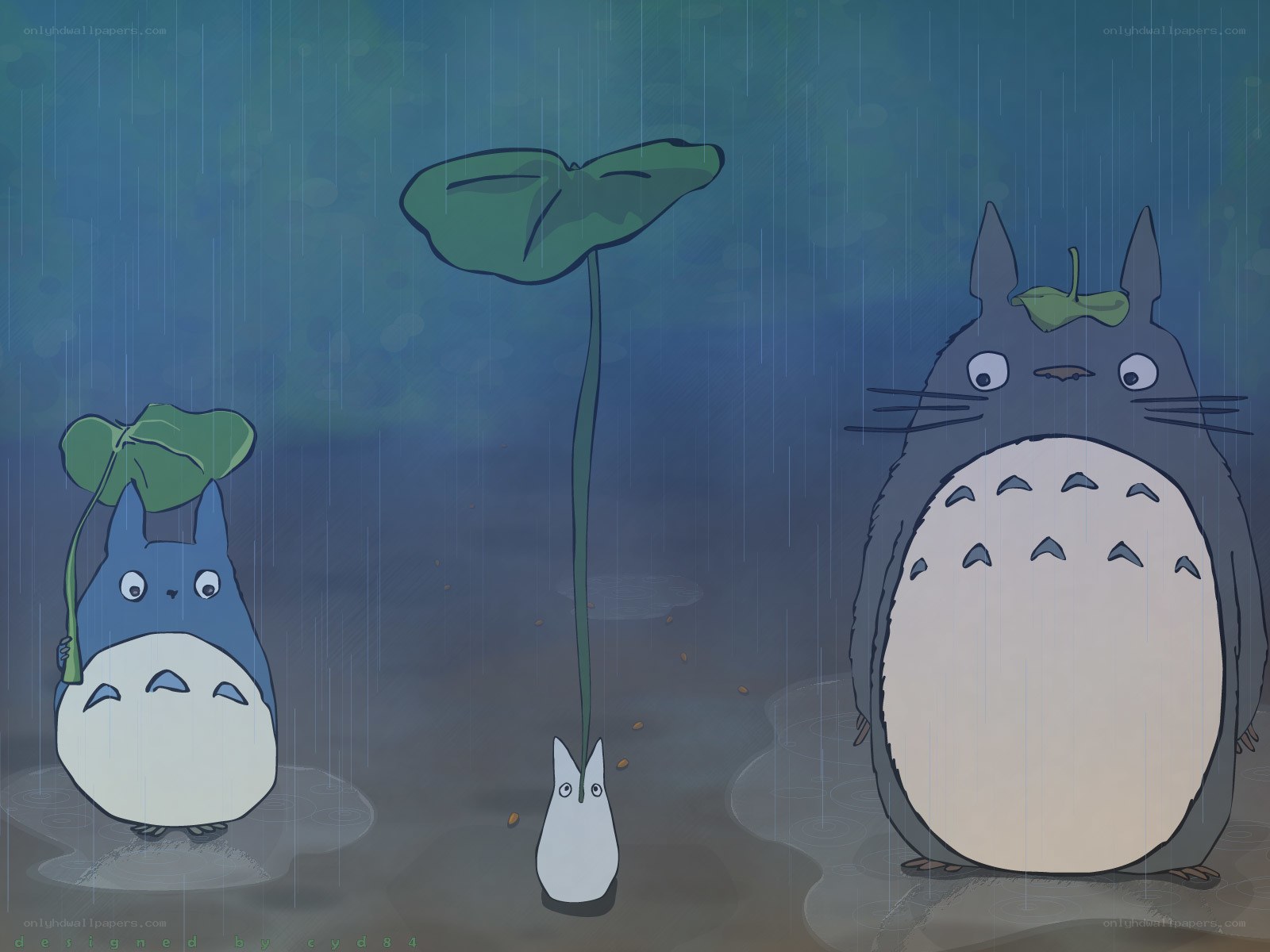 Totoro in the rain
