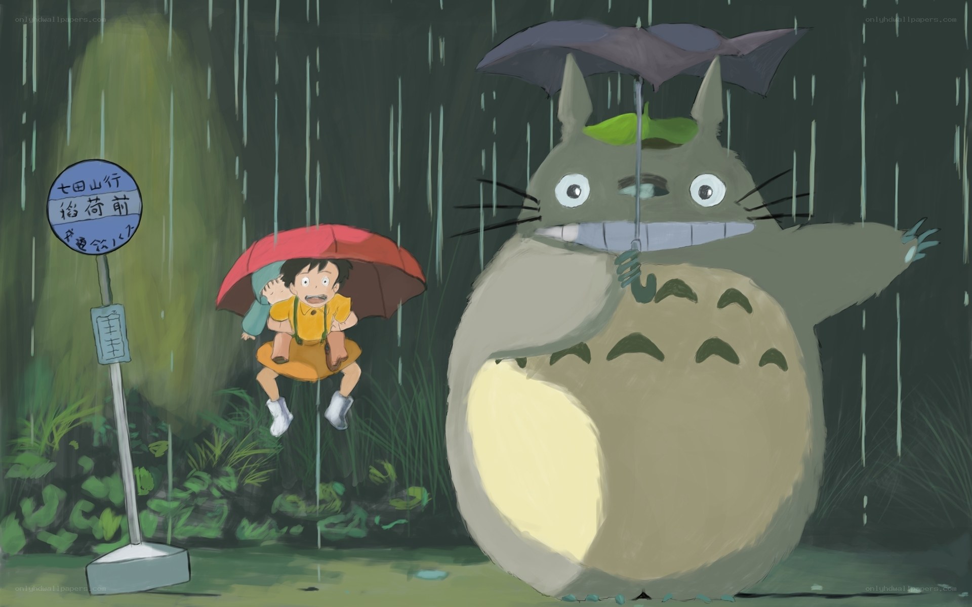 Totoro in the rain
