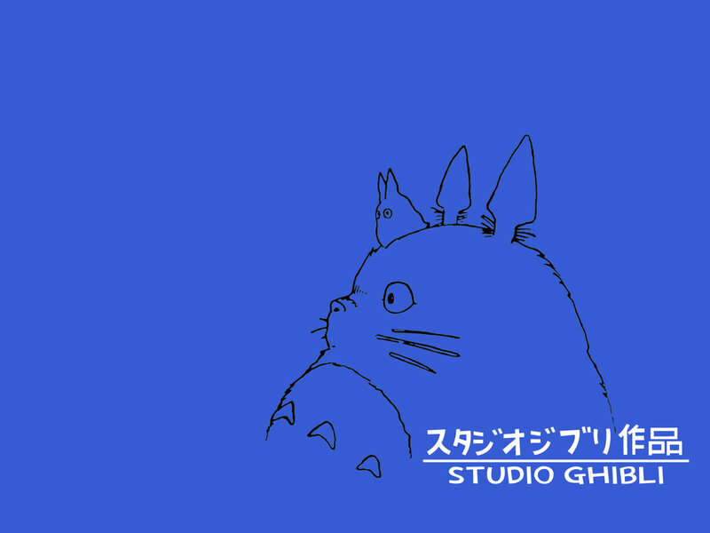 Totoro line art on blue