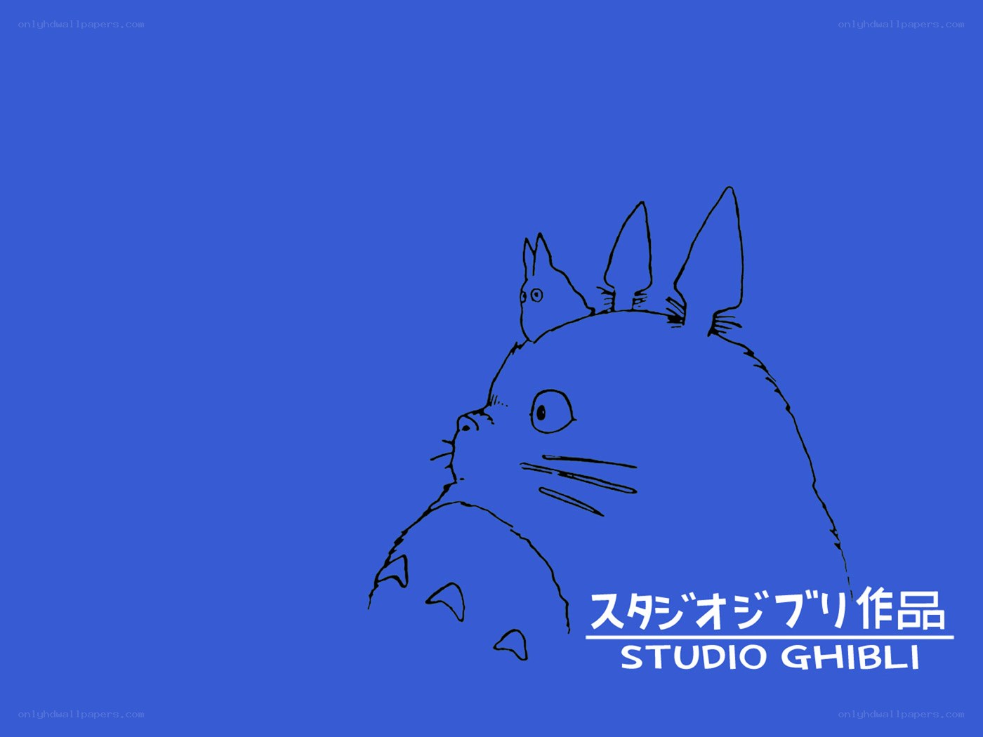 Totoro line art on blue