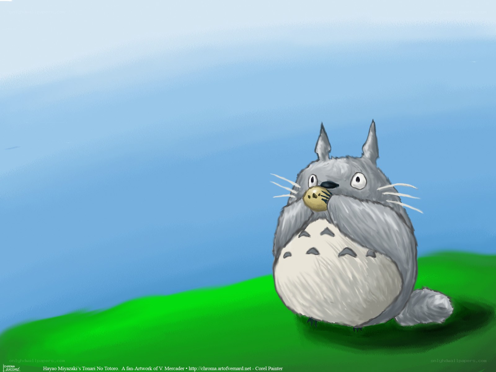 Totoro on a green hill