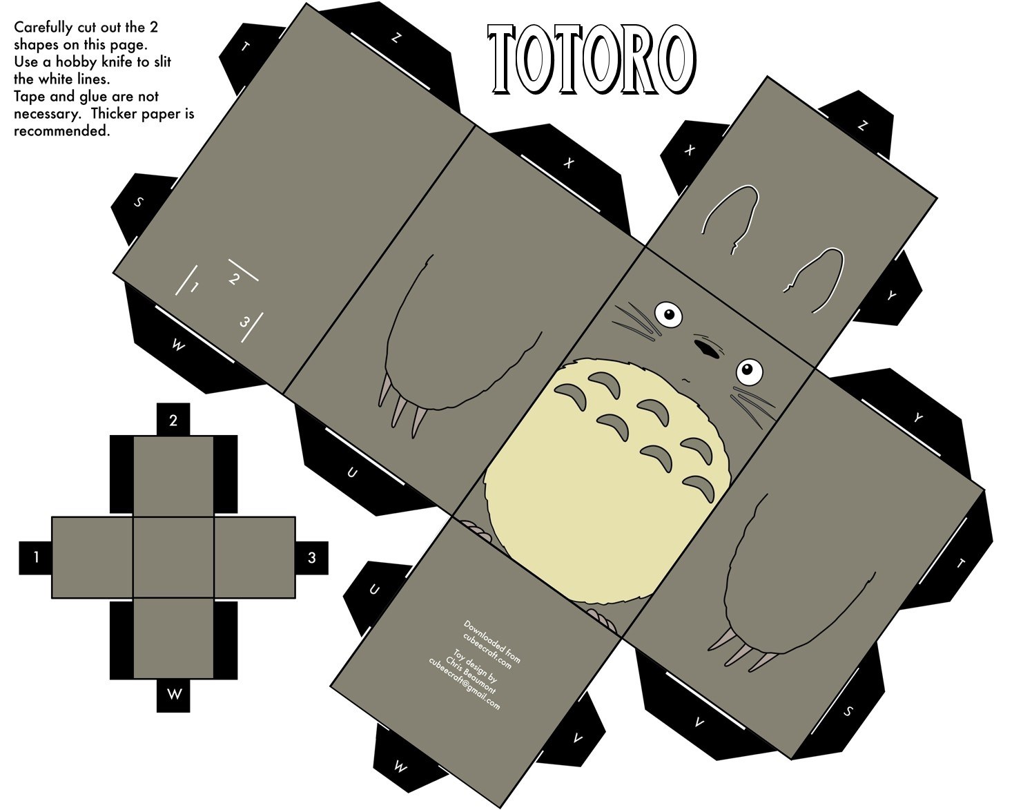 Totoro paper craft template