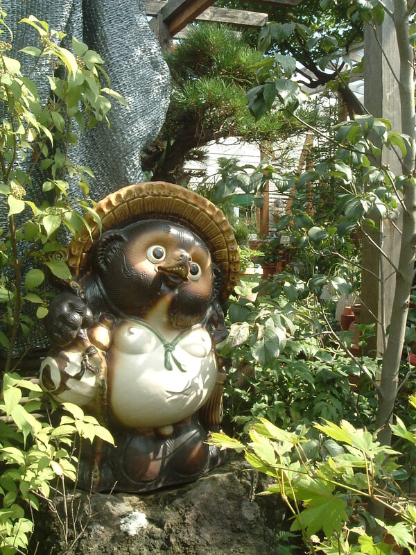 Totoro statue in garden