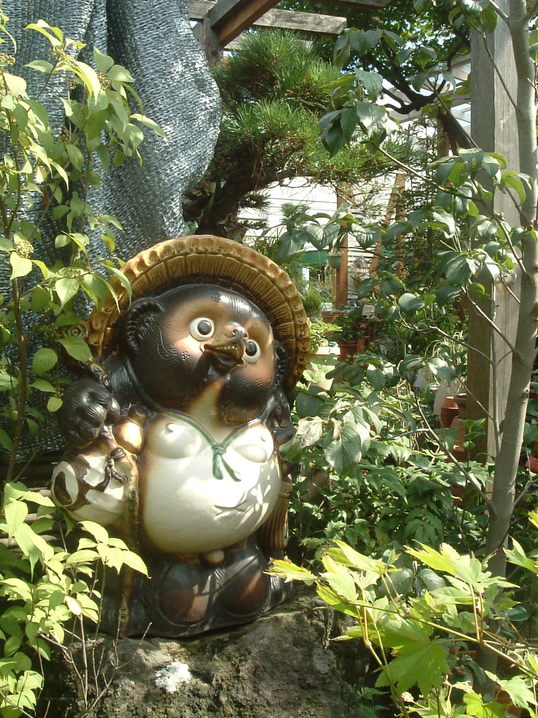 Totoro statue in garden