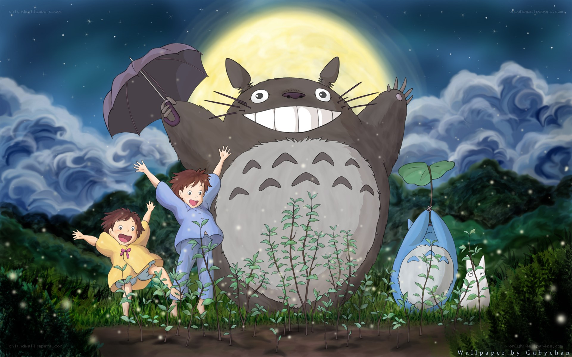 Totoro under the moonlight