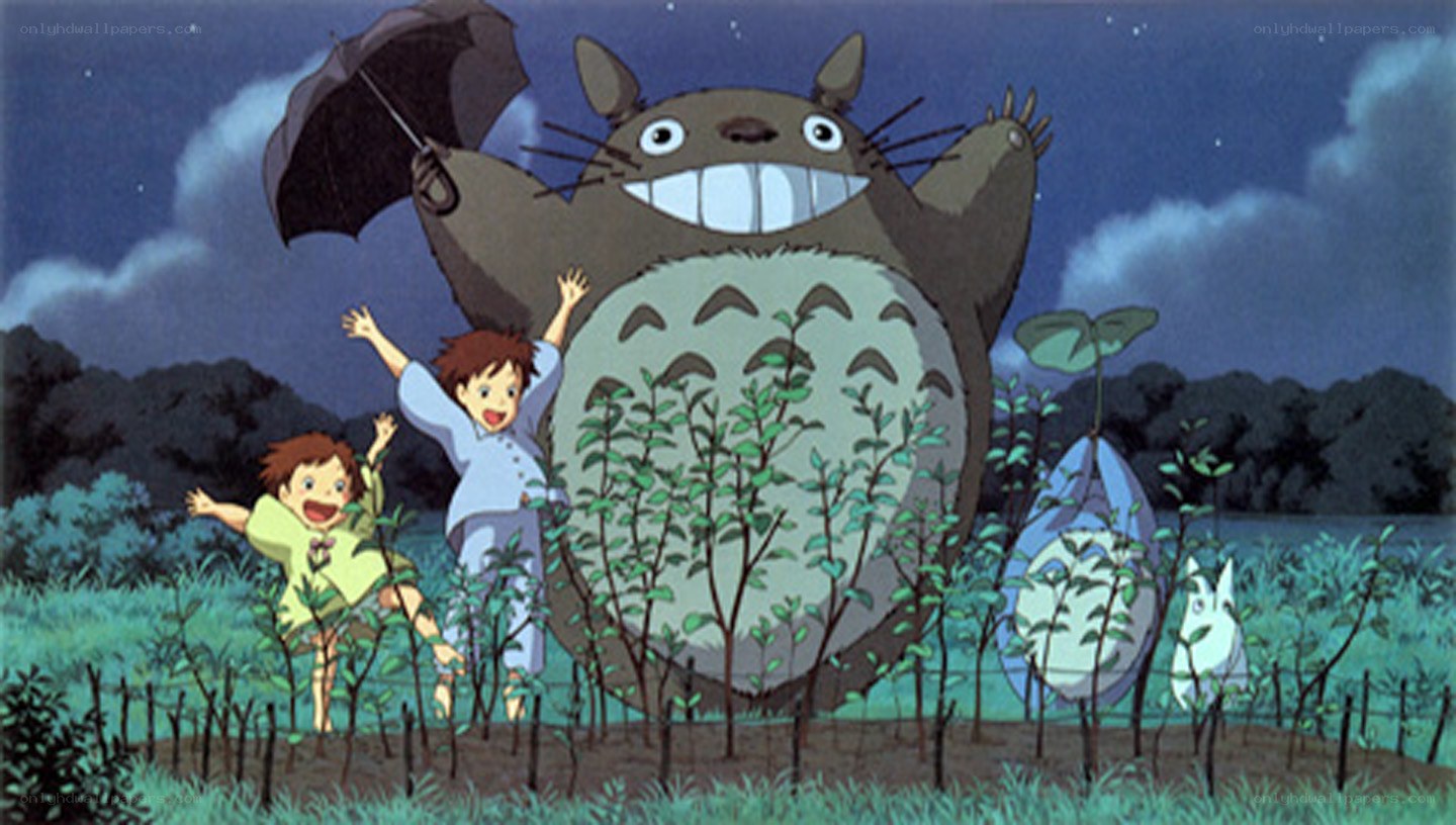 Totoro with children at night