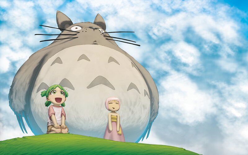 Totoro with Two Girls — Blue