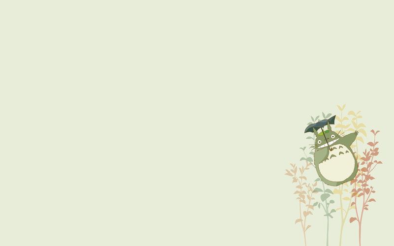 Totoro with umbrella in plants