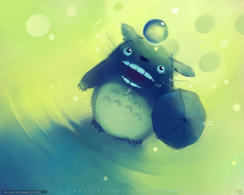 Totoro with umbrella underwater