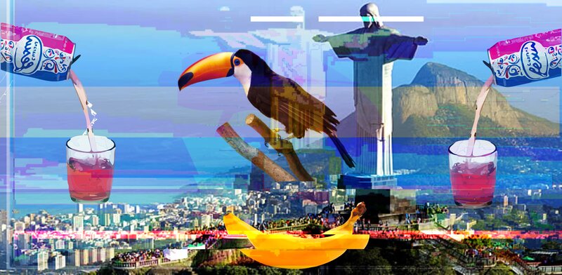 Toucan on Branch — Blue, Vibrant
