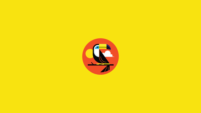 Toucan on Branch — Yellow