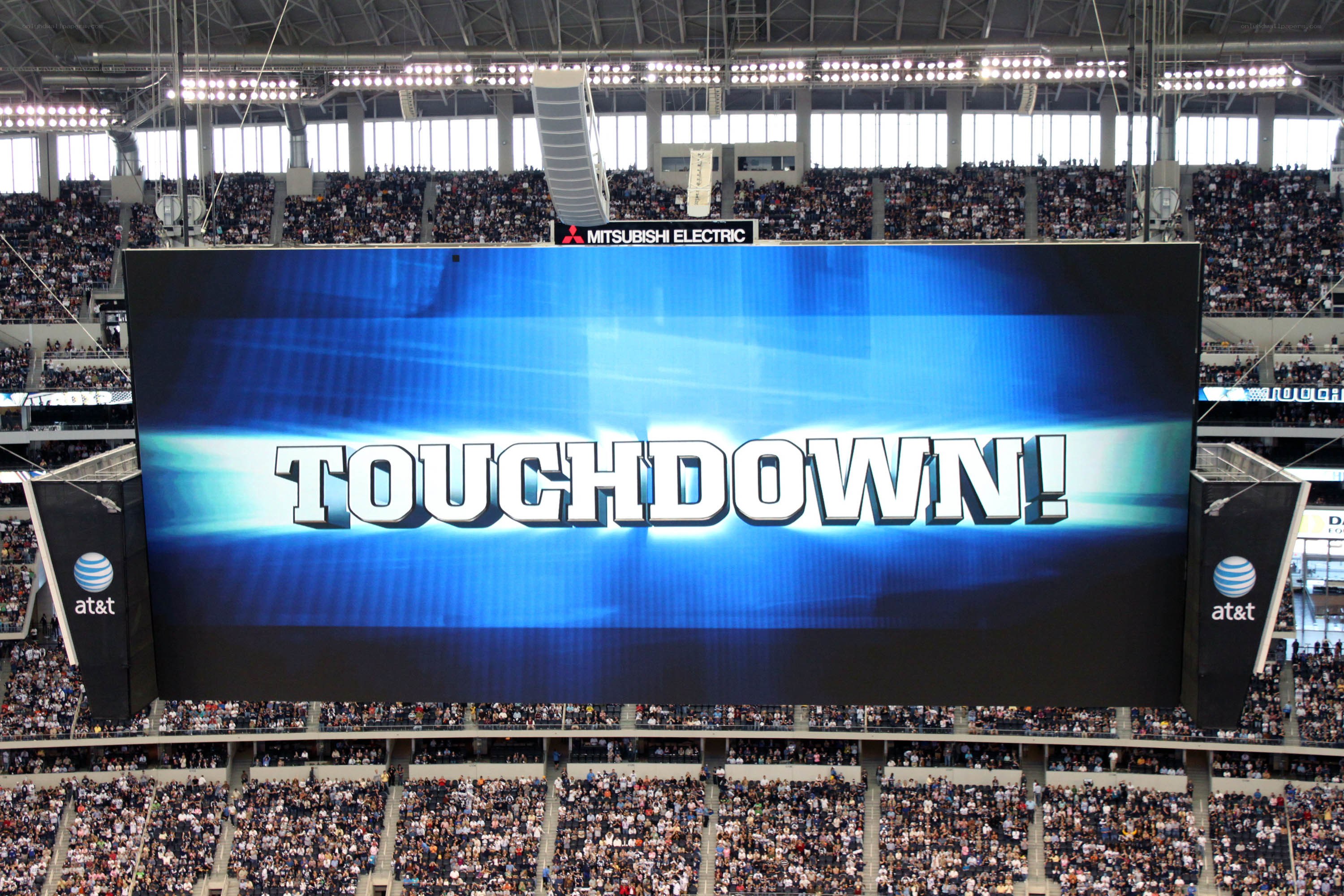 Touchdown on stadium screen