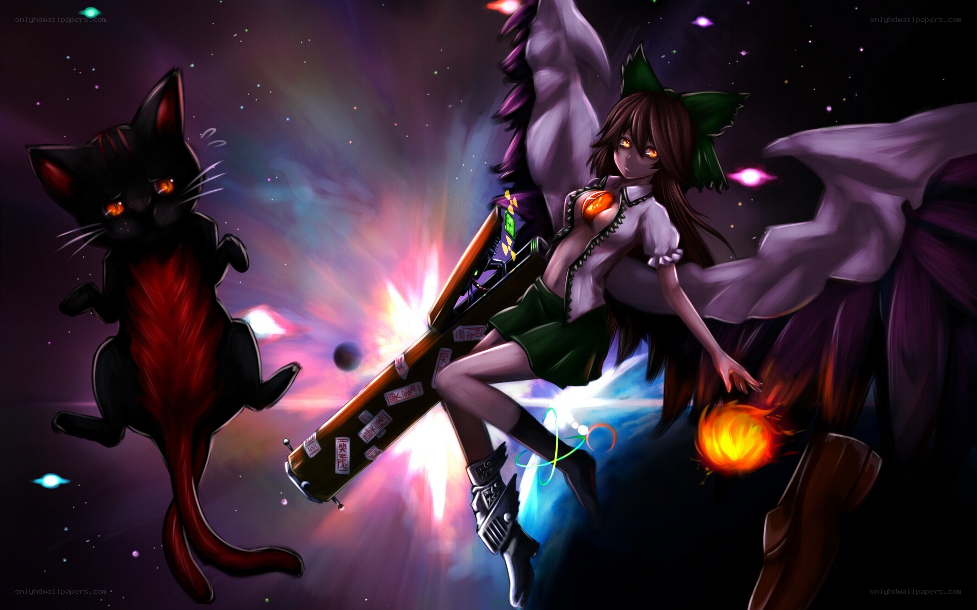 touhou character with black cat