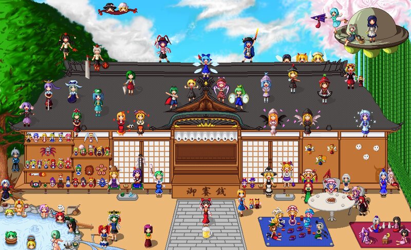 Touhou characters at a festival