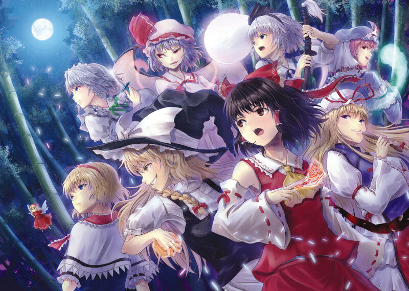 Touhou characters in a bamboo forest