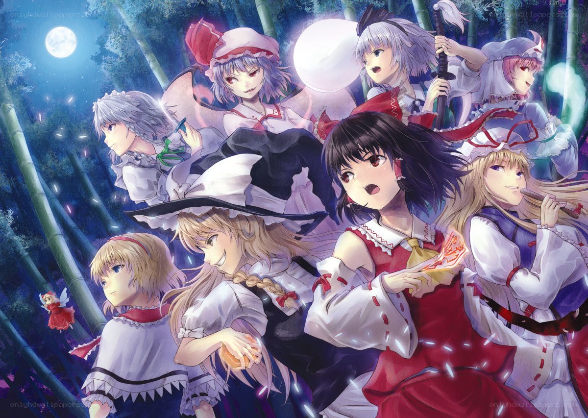 Touhou characters in a bamboo forest