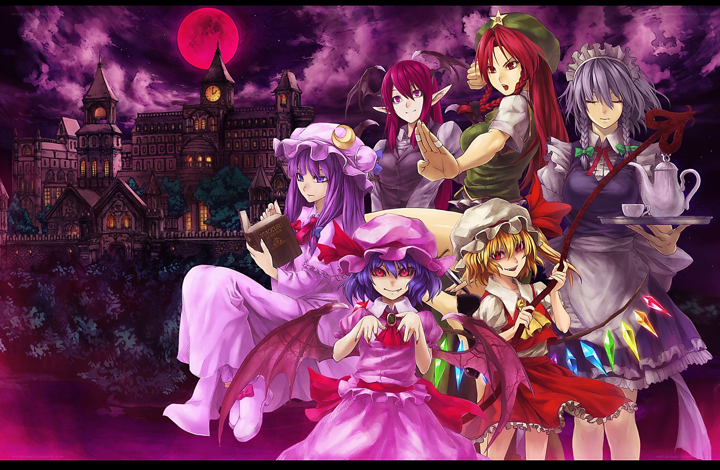 Touhou characters in a castle