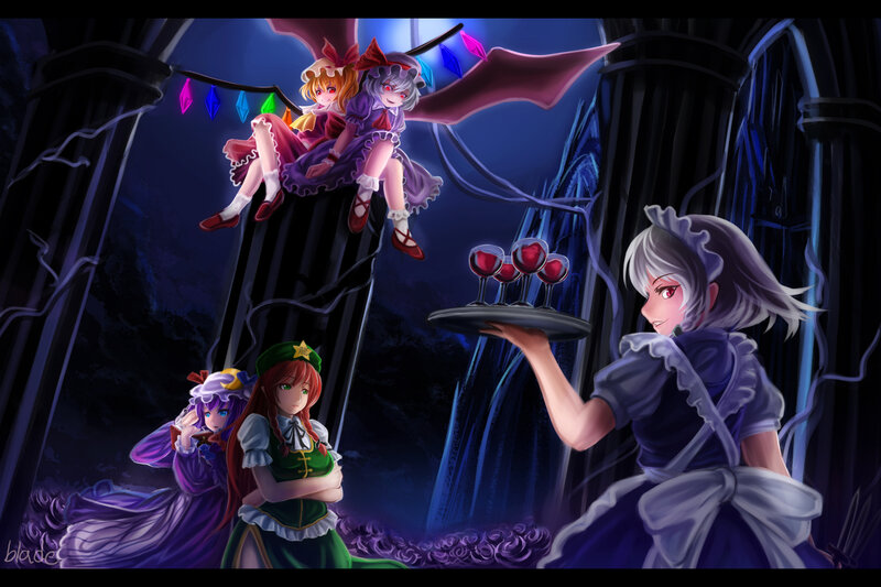 Touhou characters in a castle