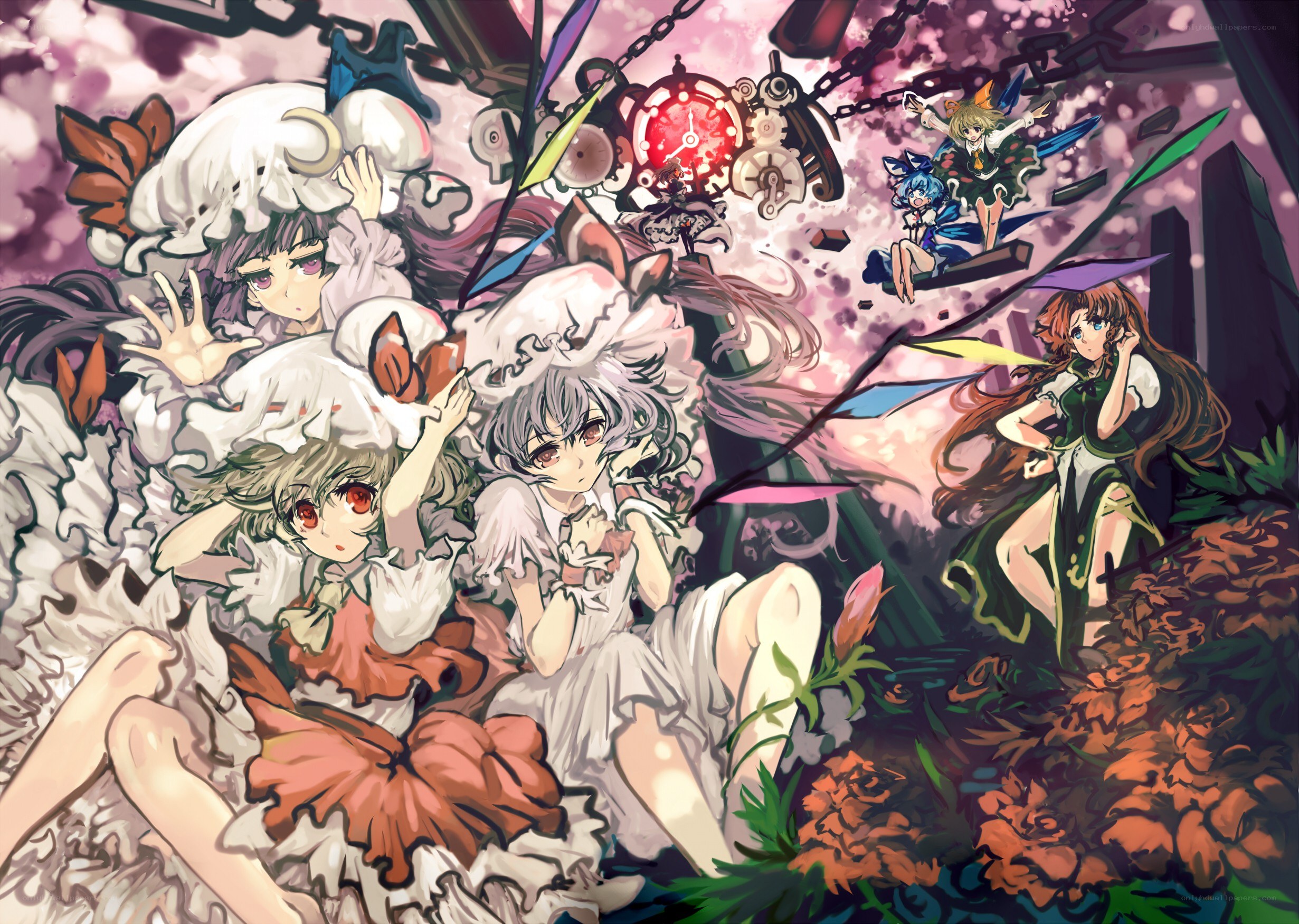 Touhou characters in a chaotic scene